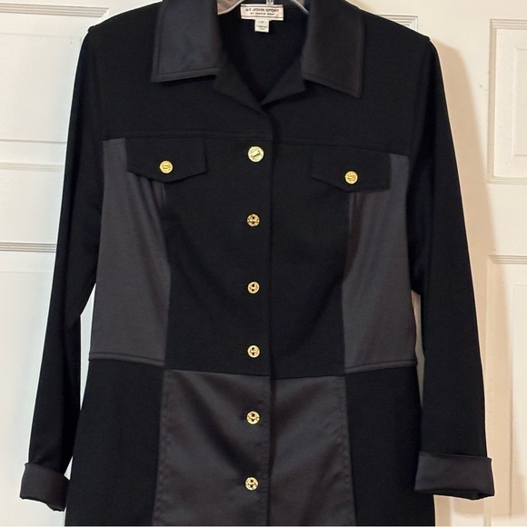 St. John Black Jacket Panels Look Like Silk Excellent Condition - Picture 10 of 11